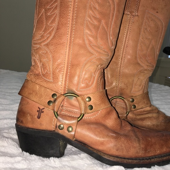 Frye RARE Vintage Coral Embroidered Eagle Phenix Rising Harness Riding Boot  8.5 - Picture 2 of 14